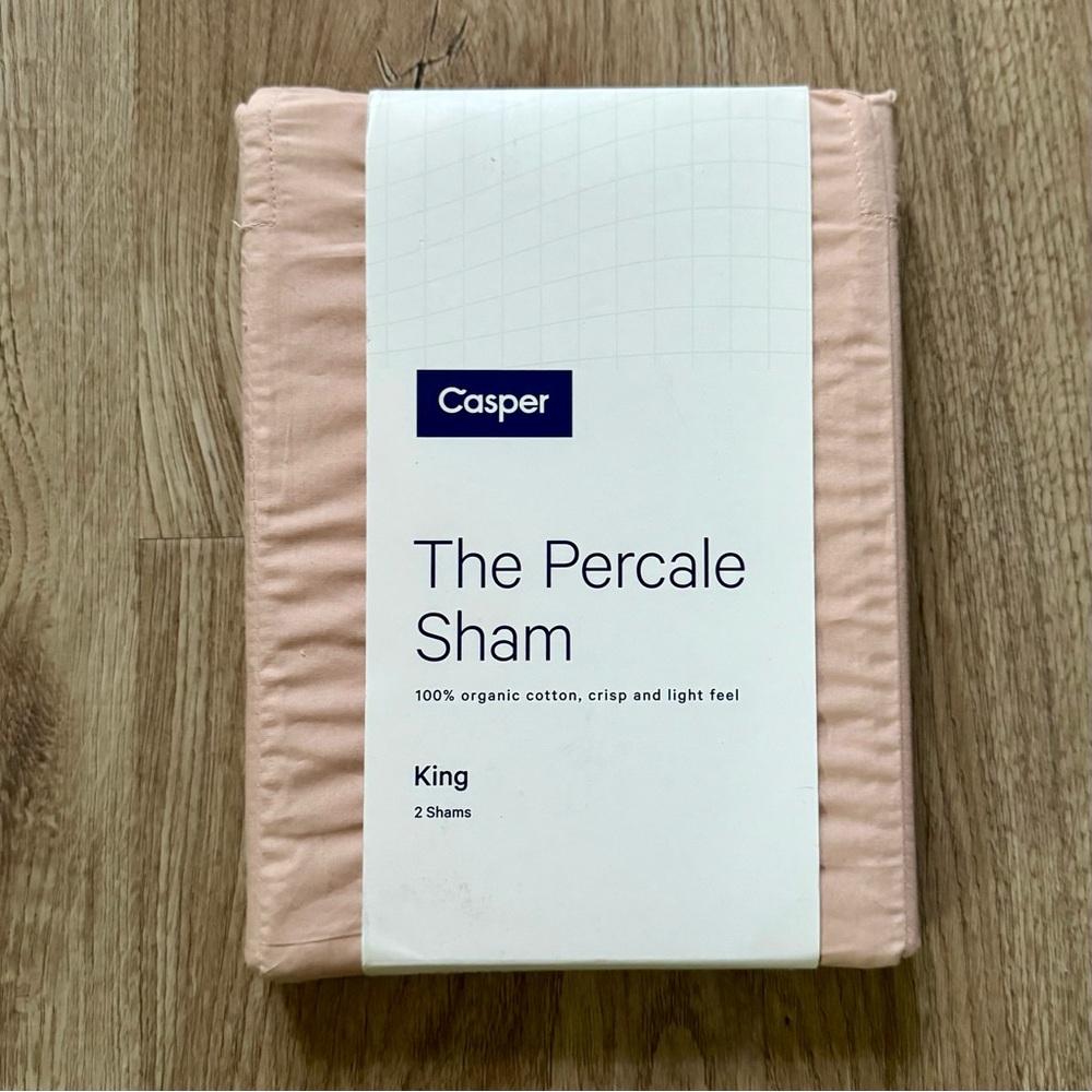 Casper Percale Shams King Pillowcases Light Pink Dusty Rose Organic COTTON